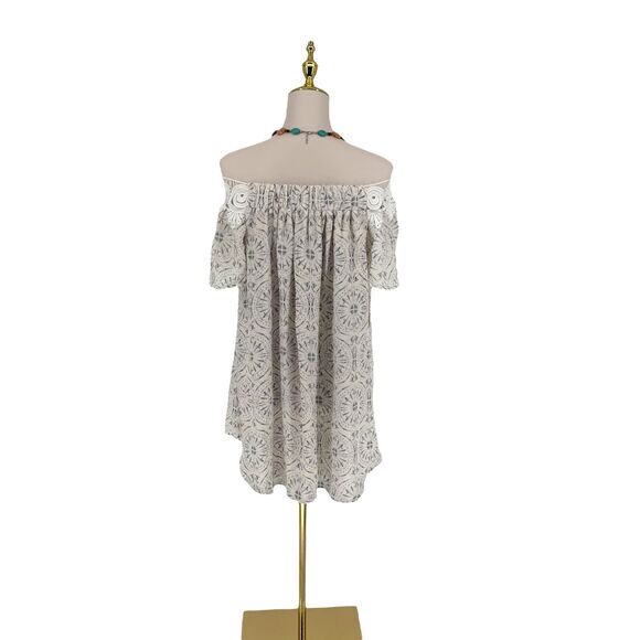 Stone Cold Fox Silk Off Shoulder Mini Dress M 2 Chiara Porcelain Revolve Mosaic - Picture 13 of 16